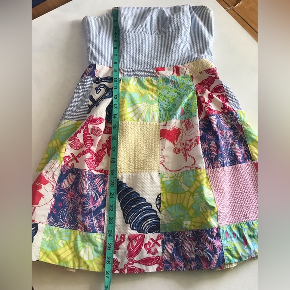 Lily Pulitzer strapless sundress with seersucker and patchwork 2 - Picture 7 of 10